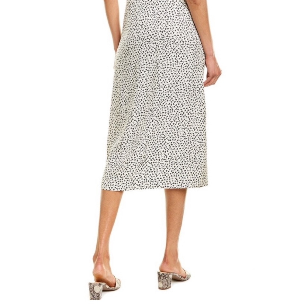 Vince Silk White Dot Pattern Wrap Skirt
